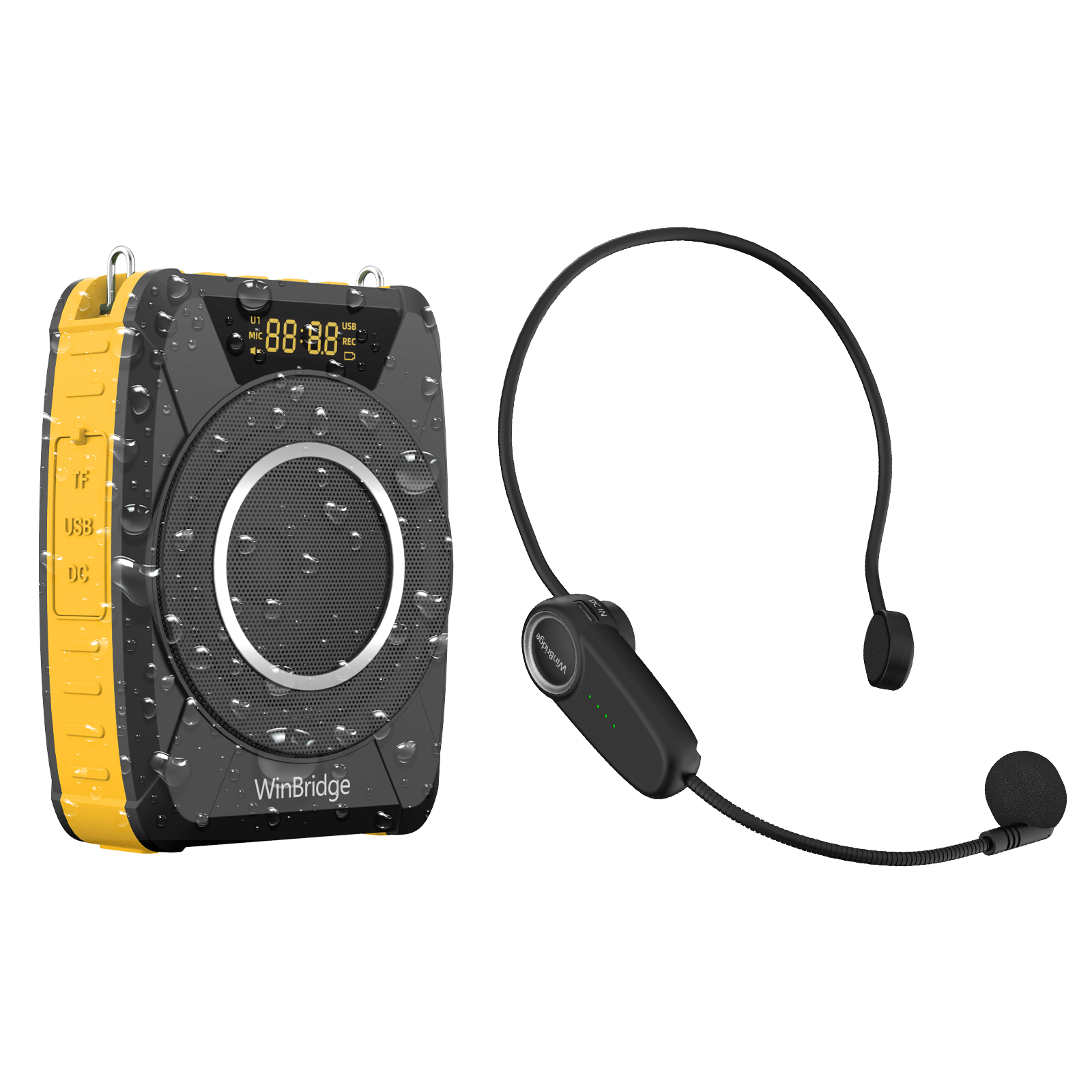 WinBridge M801 20W Voice Amplifier With Wireless Microphone Headset Waterproof with Siren Feature