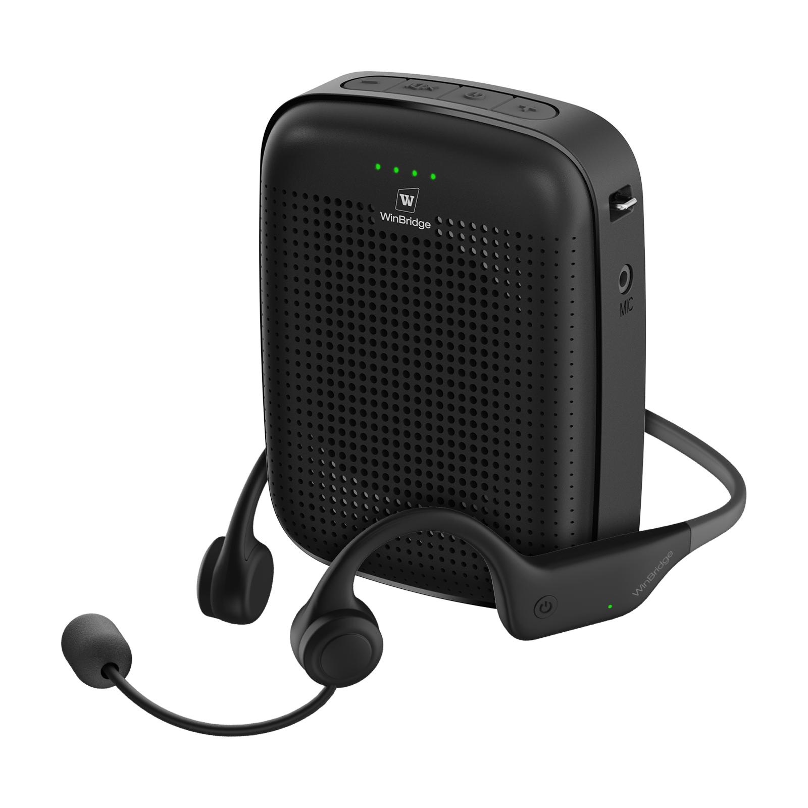 WinBridge A007 Voice Amplifier Wireless Earhook Microphone, Porable Mic and Speaker for Teachers, 15W Mini Personal PA System Megaphone Speaker for Fitness Coach, Tour Guide, Public Speaking - WinBridge