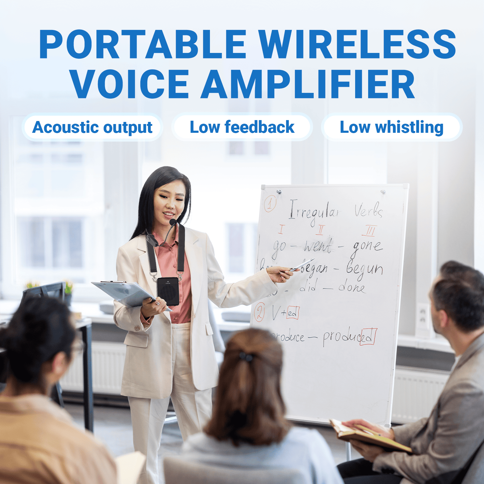 WinBridge B002 Voice Amplifier Wireless Microphone Headset, Portable Microphone and Speaker, 15W Megaphone Speaker with Bluetooth Mic, Personal PA System for Teachers, Classroom, Tour Guide - WinBridge
