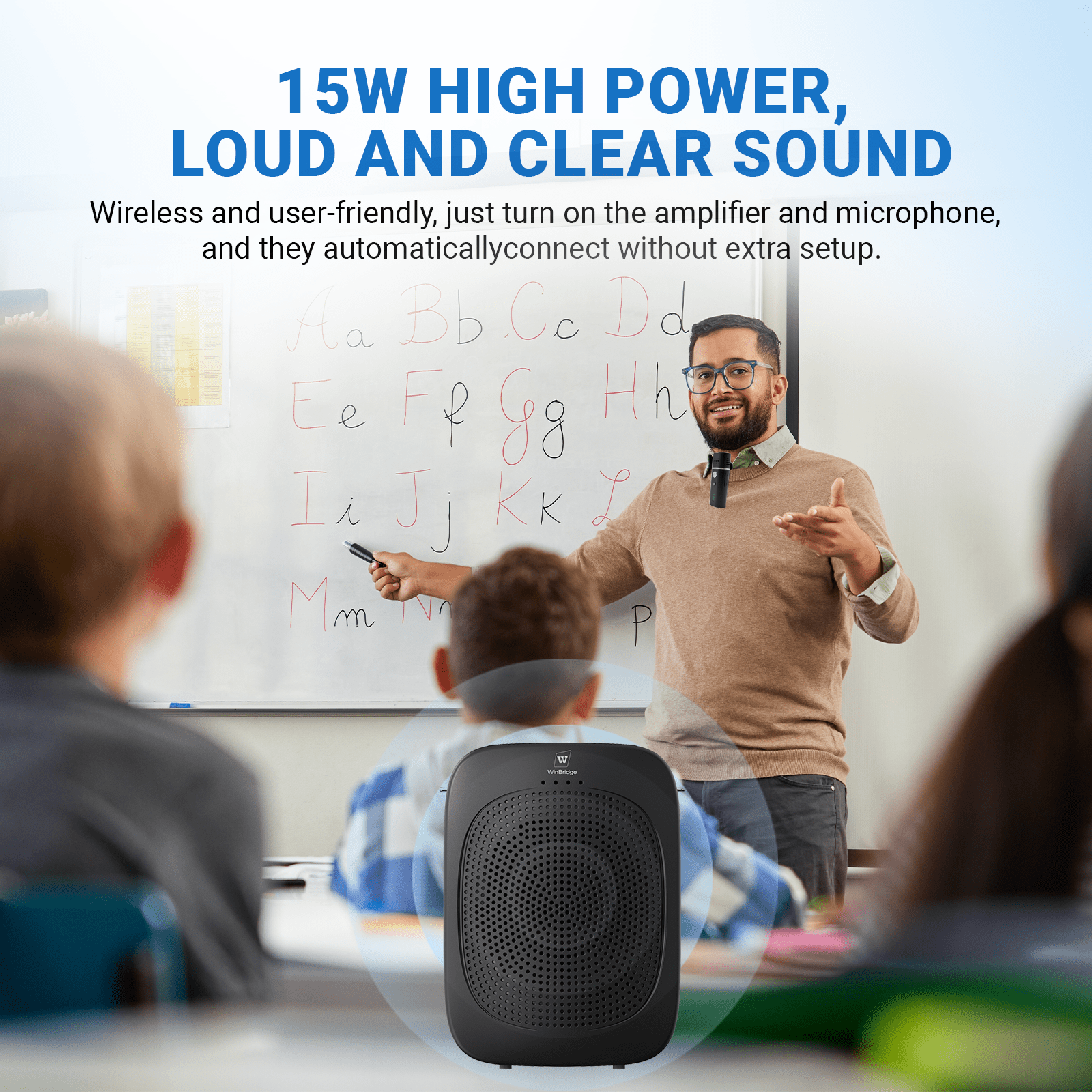 WinBridge C006 Bluetooth Voice Amplifier with Wireless Lavalier Lapel Microphone for Teachers, Portable Speaker Clip - On Microphone, Mini Megaphone PA System for Classroom/Yoga/Conference - WinBridge