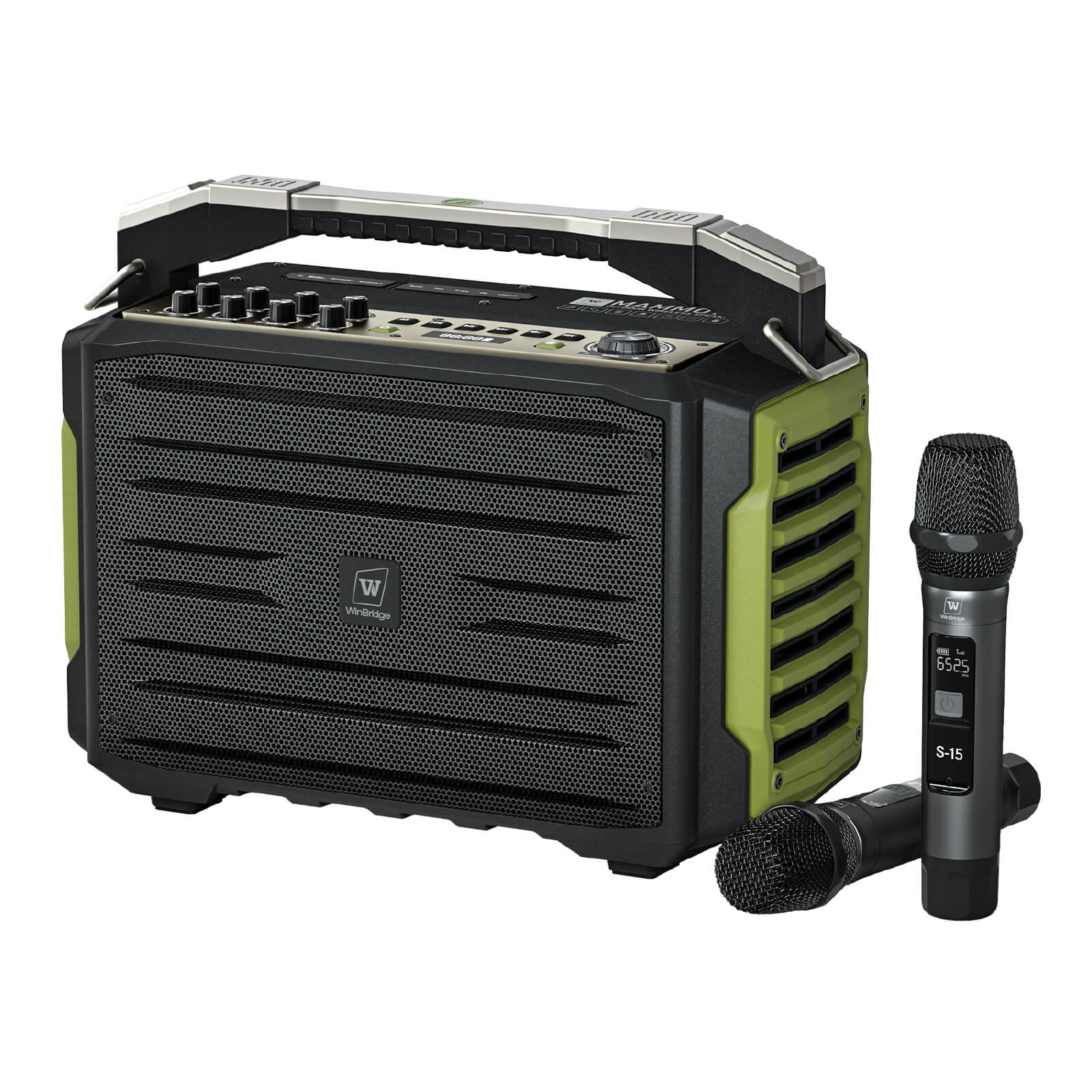 WinBridge K600 200W Portable Bluetooth Party Speaker with 2 Wireless Microphones - IPX4 Waterproof, Karaoke Machine, PA System for Outdoor/Indoor, Big Bass Pro Sound, Voice Amplifier for Teachers - WinBridge