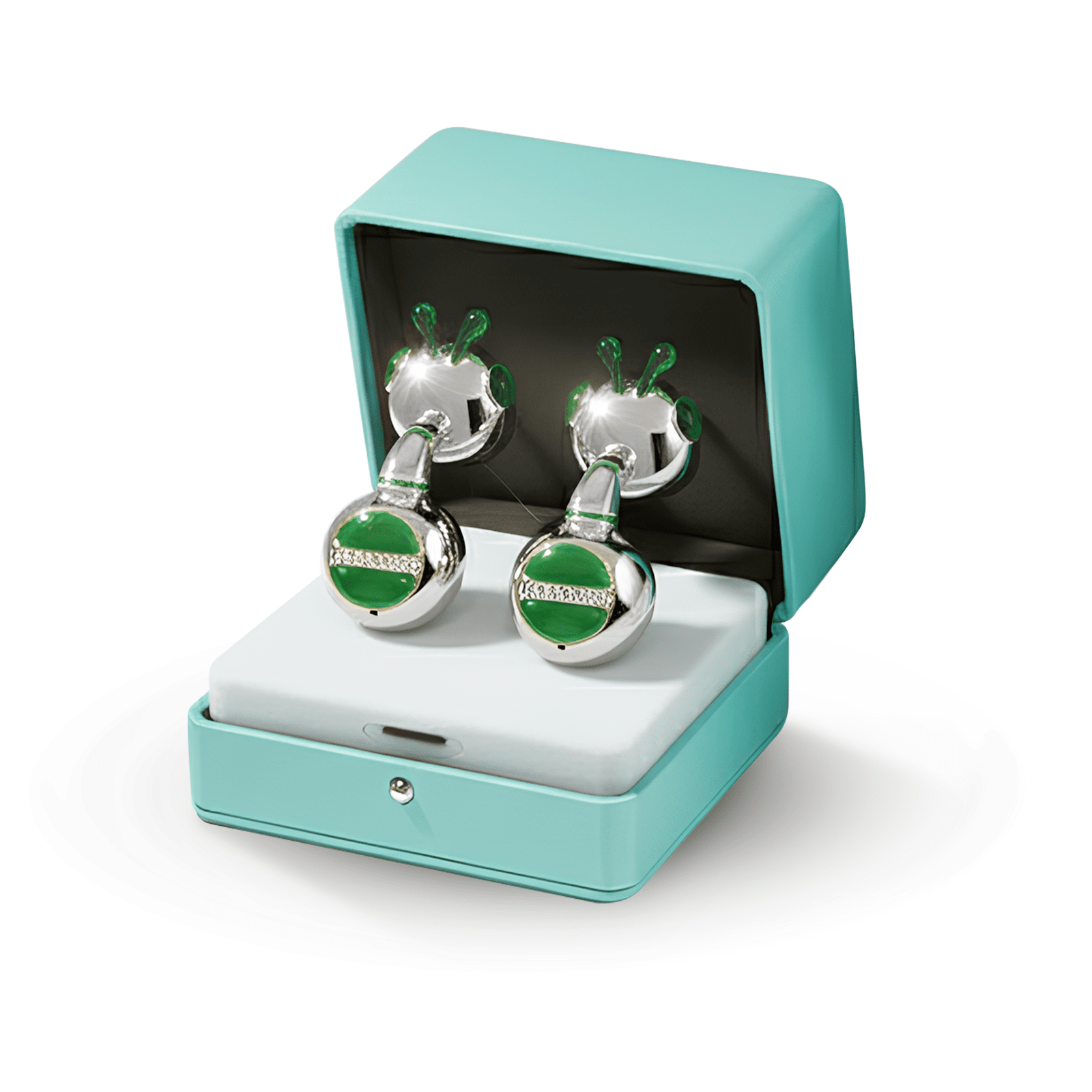WinBridge LUX02 Fashion Bee Design Bluetooth Earbuds for Women, Silver & Emerald Semi - in - Ear, Open - Ear Comfort, Bluetooth 6.0, Clear Calls - WinBridge