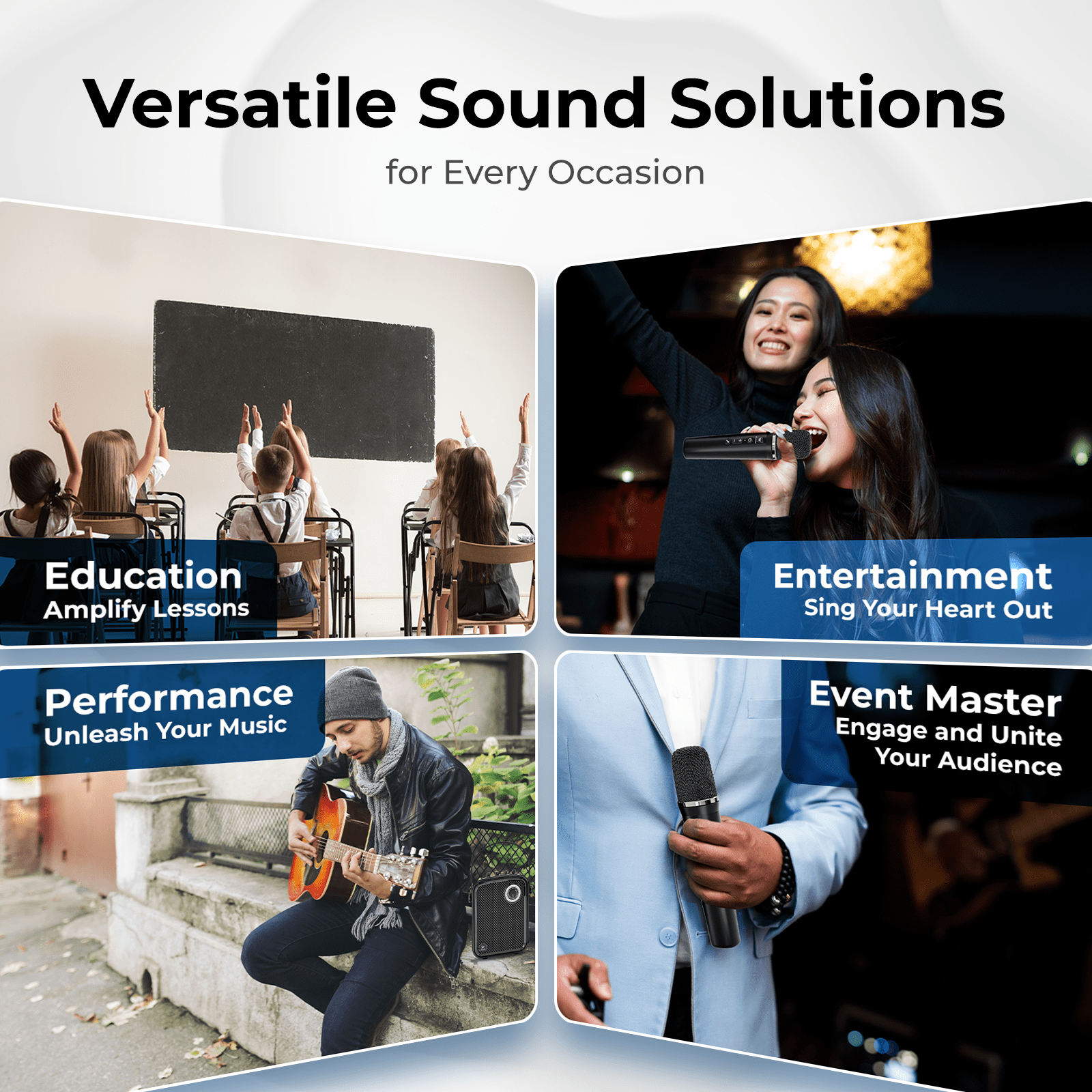 WinBridge S100 Wireless Voice Amplifier with Handheld Microphone 70W Multifunctional Portable Bluetooth Pa System for Teachers, Karaoke Speaker and Mic System Supports Guitar, Monitoring and Live - WinBridge