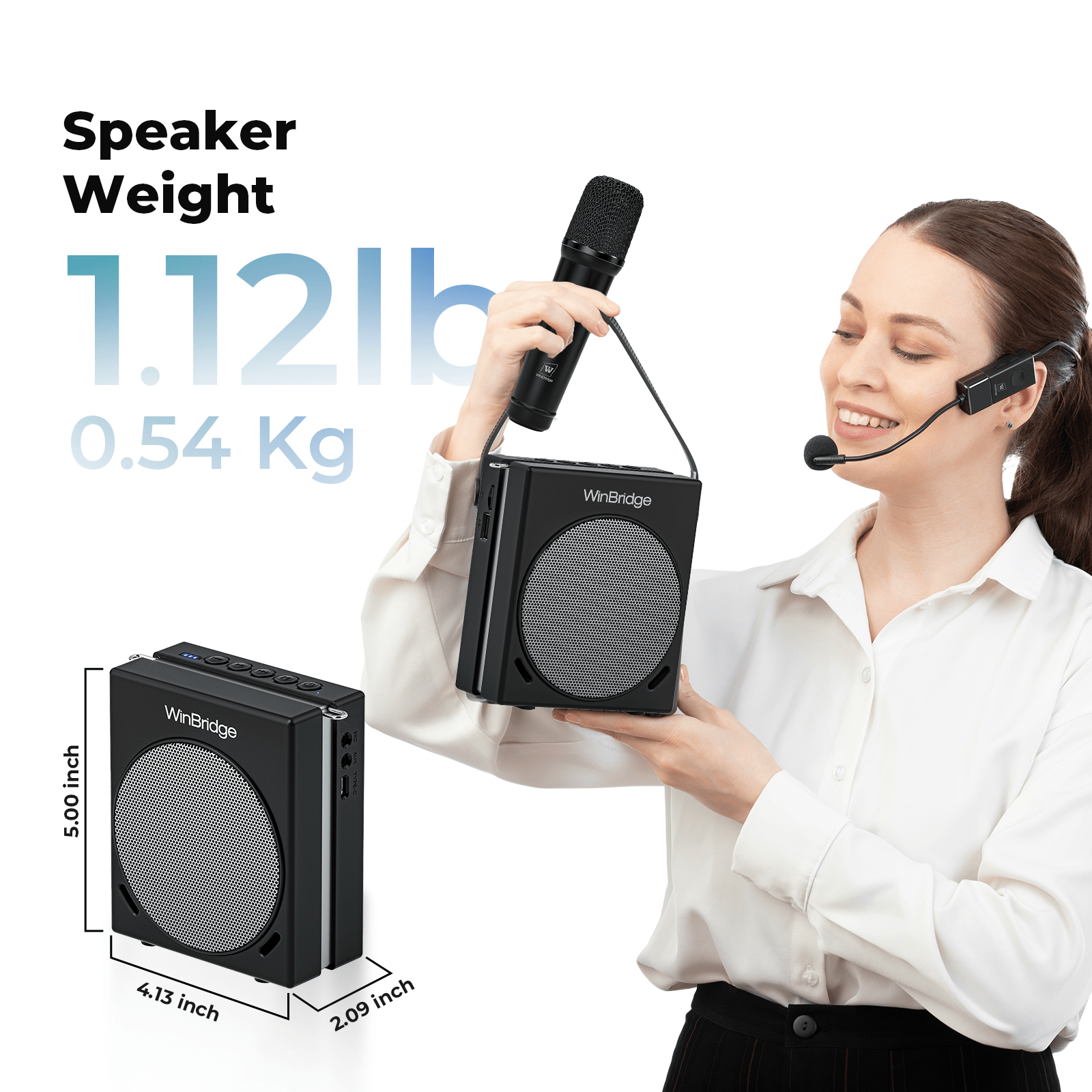 WinBridge S91 Voice Amplifier & Karaoke Machine, 30W Portable PA System with 2 Wireless Microphones, HD Clear Sound Bluetooth Speaker for Teachers, Tour Guide, Singing, Home Party,Big Sound Small Body - WinBridge