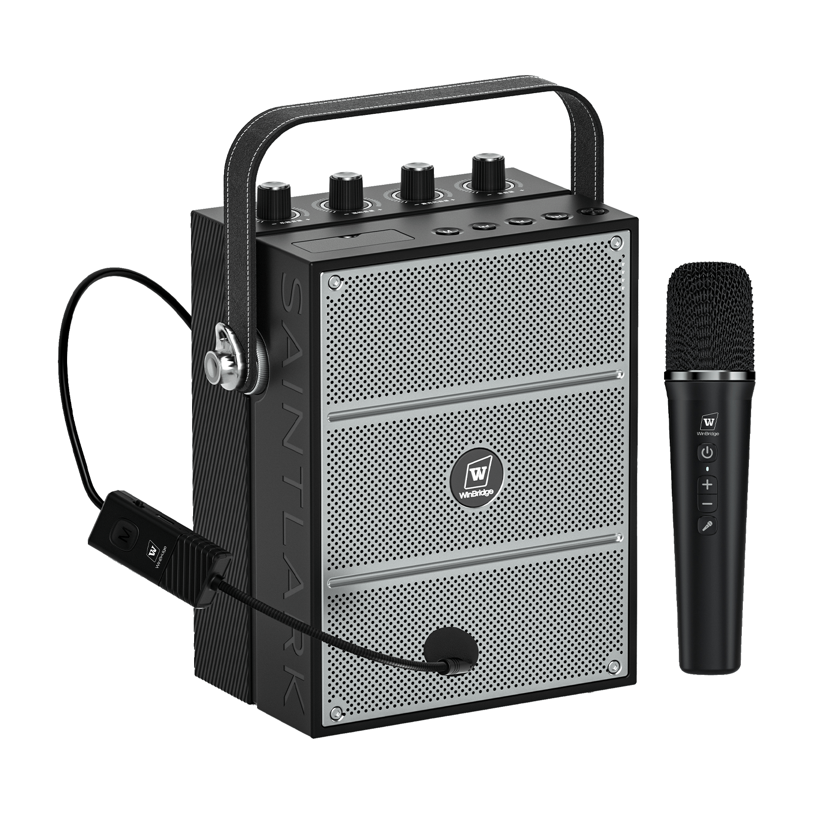 WinBridge S97 60W Powerful Wireless Voice Amplifier with Handheld and Headset Microphones for Teachers,Portable PA System with Sound Effects, Karaoke Speaker and Mic System Support Guitar Play - WinBridge