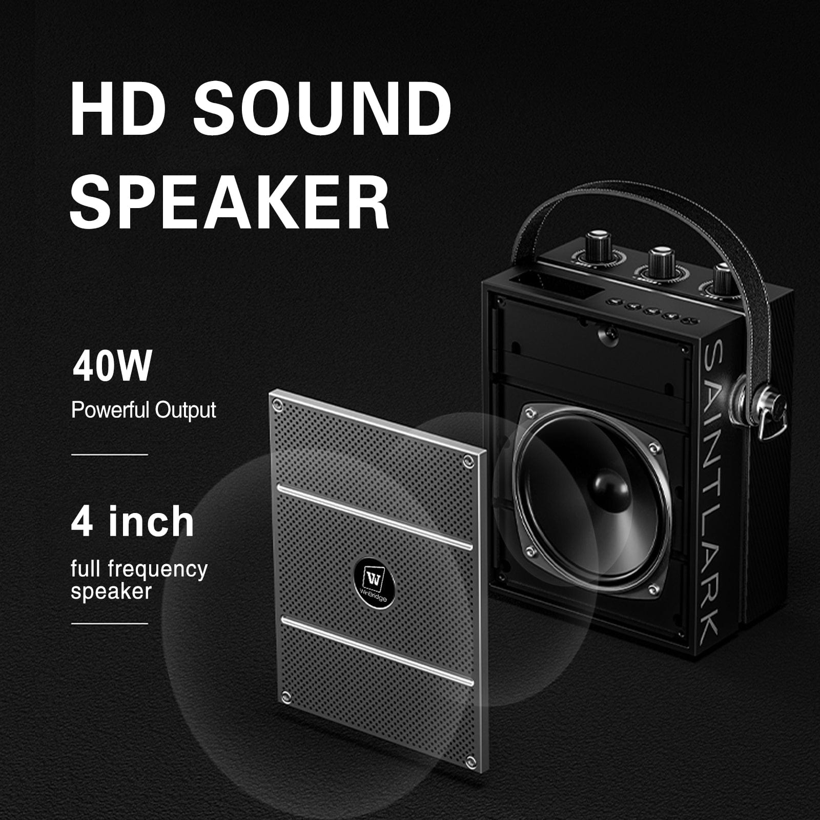 WinBridge S98 40W Wireless Voice Amplifier Portable Bluetooth 5.3 PA System with UHF Wireless Mic Headset, Echo, Easy Volume Control, Megaphone Speaker and Microphone Set for Teachers, Indoor/Outdoor Events - WinBridge
