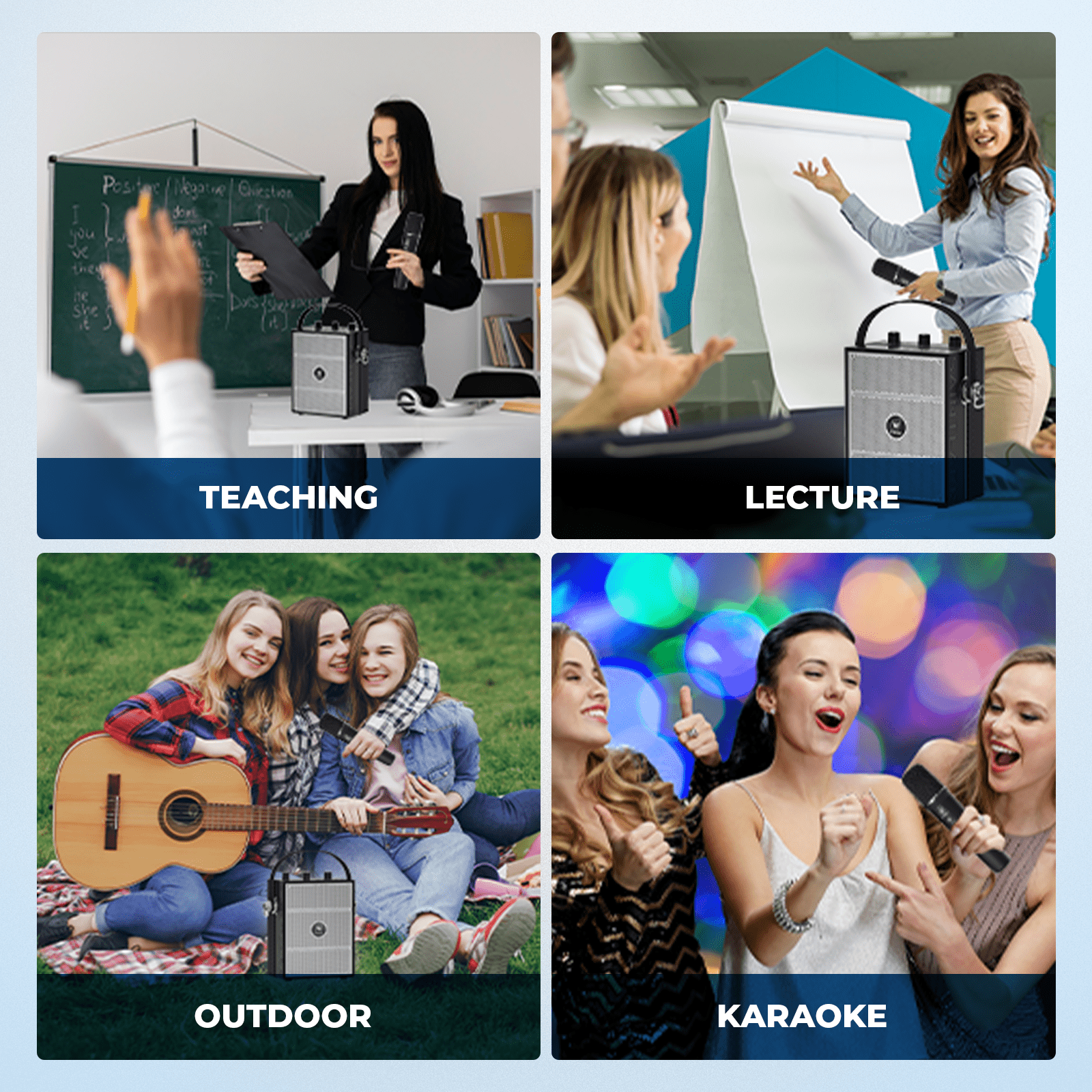 WinBridge S98 Pro Wireless Voice Amplifier with Handheld Microphone, Portable Speaker and Microphones for Teachers & Events, Wireless Karaoke Mic for Singing, PA System with Echo & Sound Effects - WinBridge