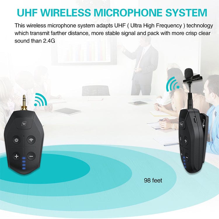 WinBridge U7 UHF Wireless Lavalier Microphone with Lapel Microphone, Headset Mic and Stand Mic - WinBridge