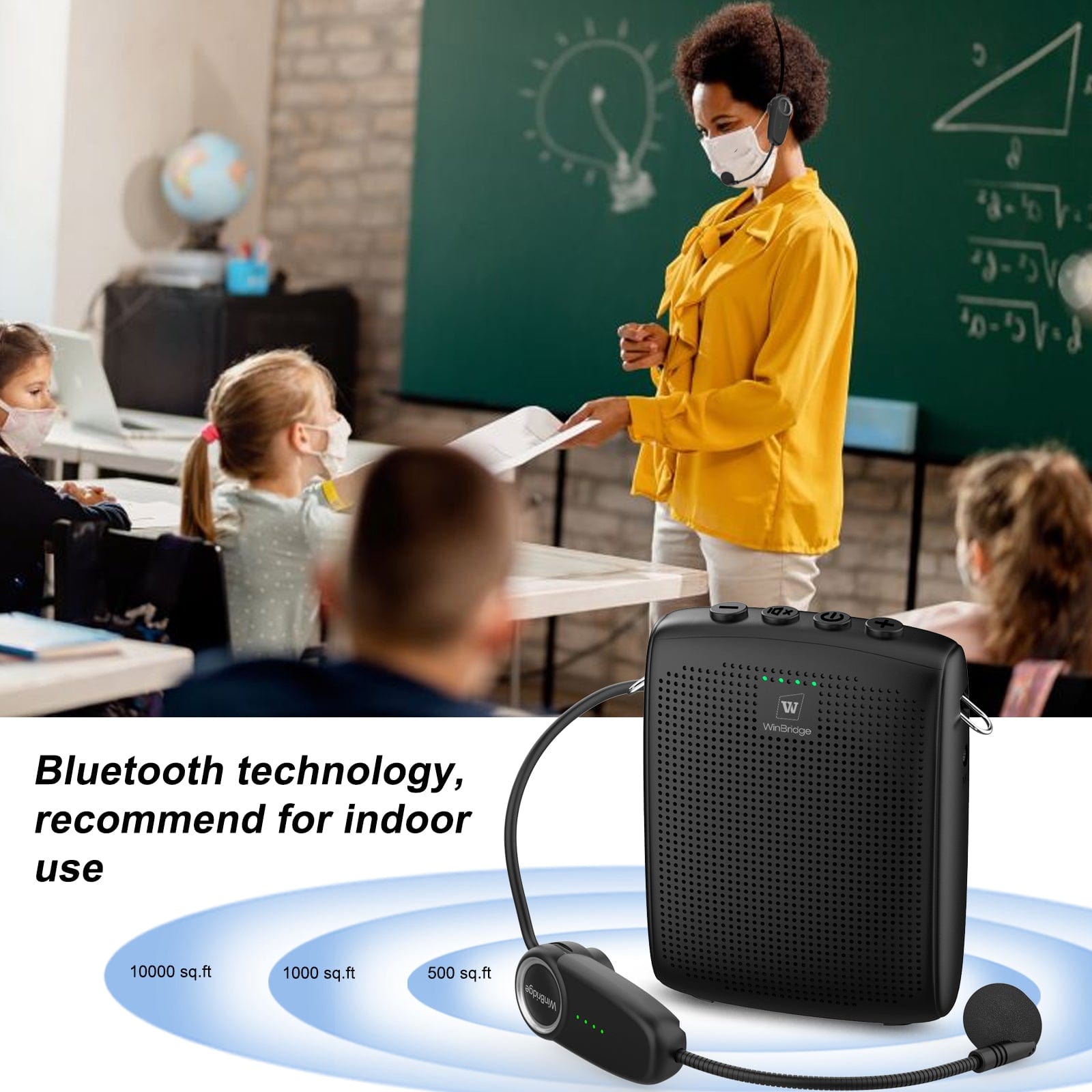 WinBridge WB002 Voice Amplifier Rechargeable with Wireless Headset Microphone - WinBridge