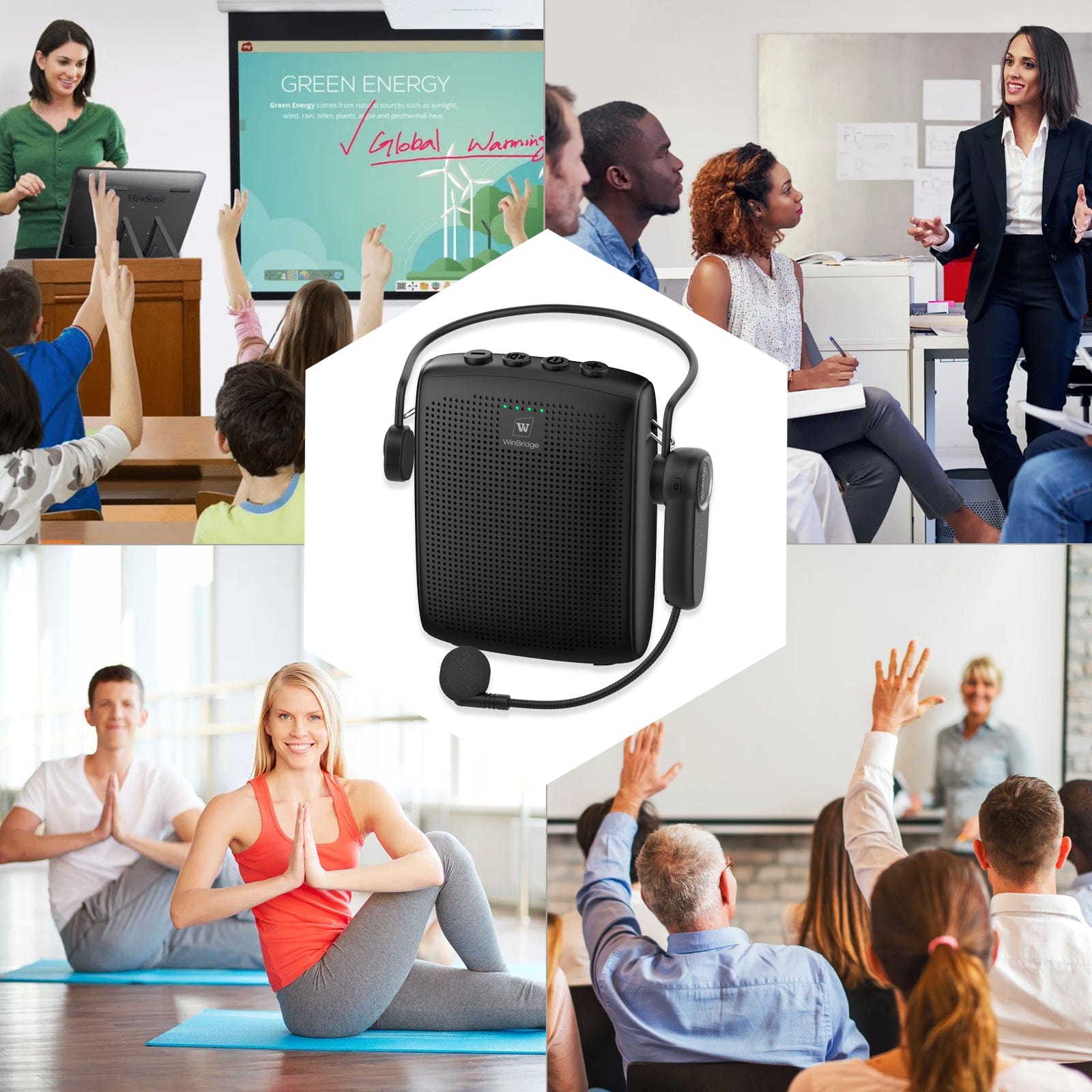 WinBridge WB002 Voice Amplifier Rechargeable with Wireless Headset Microphone - WinBridge