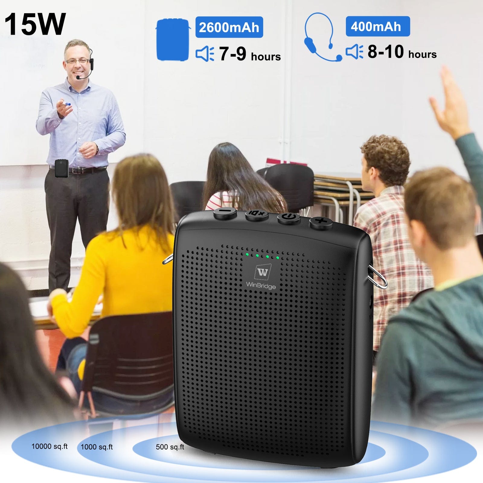 WinBridge WB002 Voice Amplifier Rechargeable with Wireless Headset Microphone - WinBridge