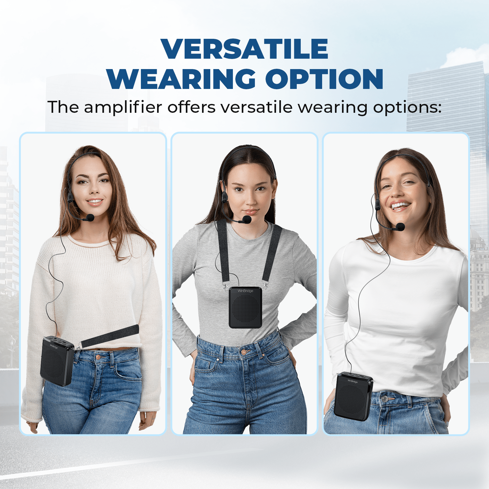 WinBridge WB008 Voice Amplifier with Portable Microphone, Teacher Microphone for Classroom,Tour Guide Speaker, Headset Mic for Group Instructor, Megaphone Mic, Clear Sound| No Feedback - WinBridge