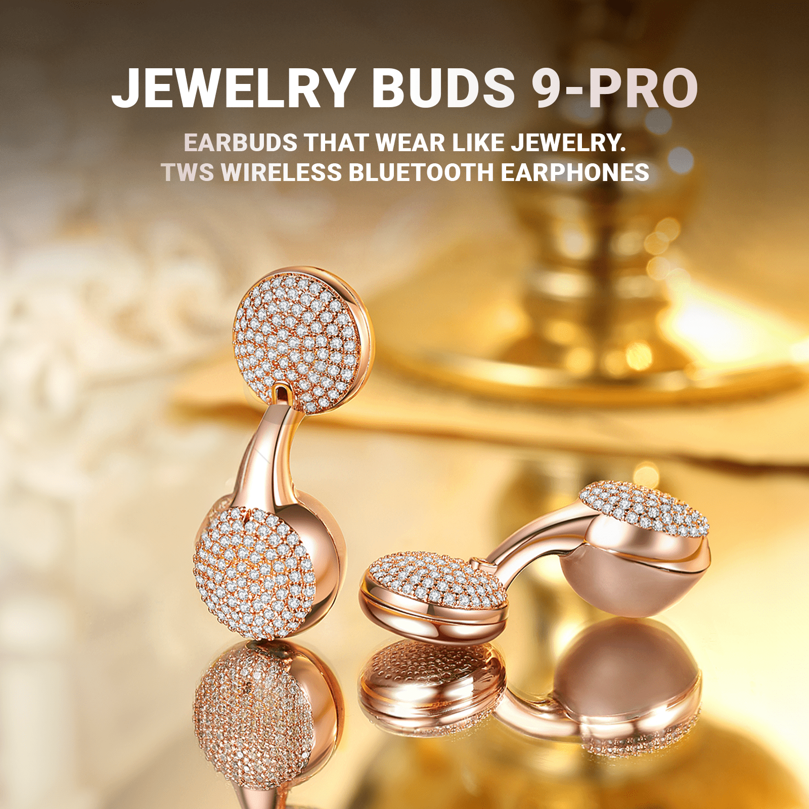 WinBridge Wireless Earbuds, Jewelry - Style Semi - Open Ear Headphones, Bluetooth 6.0, Elegant In - Ear Buds for Women, Gift, Rose Gold - WinBridge